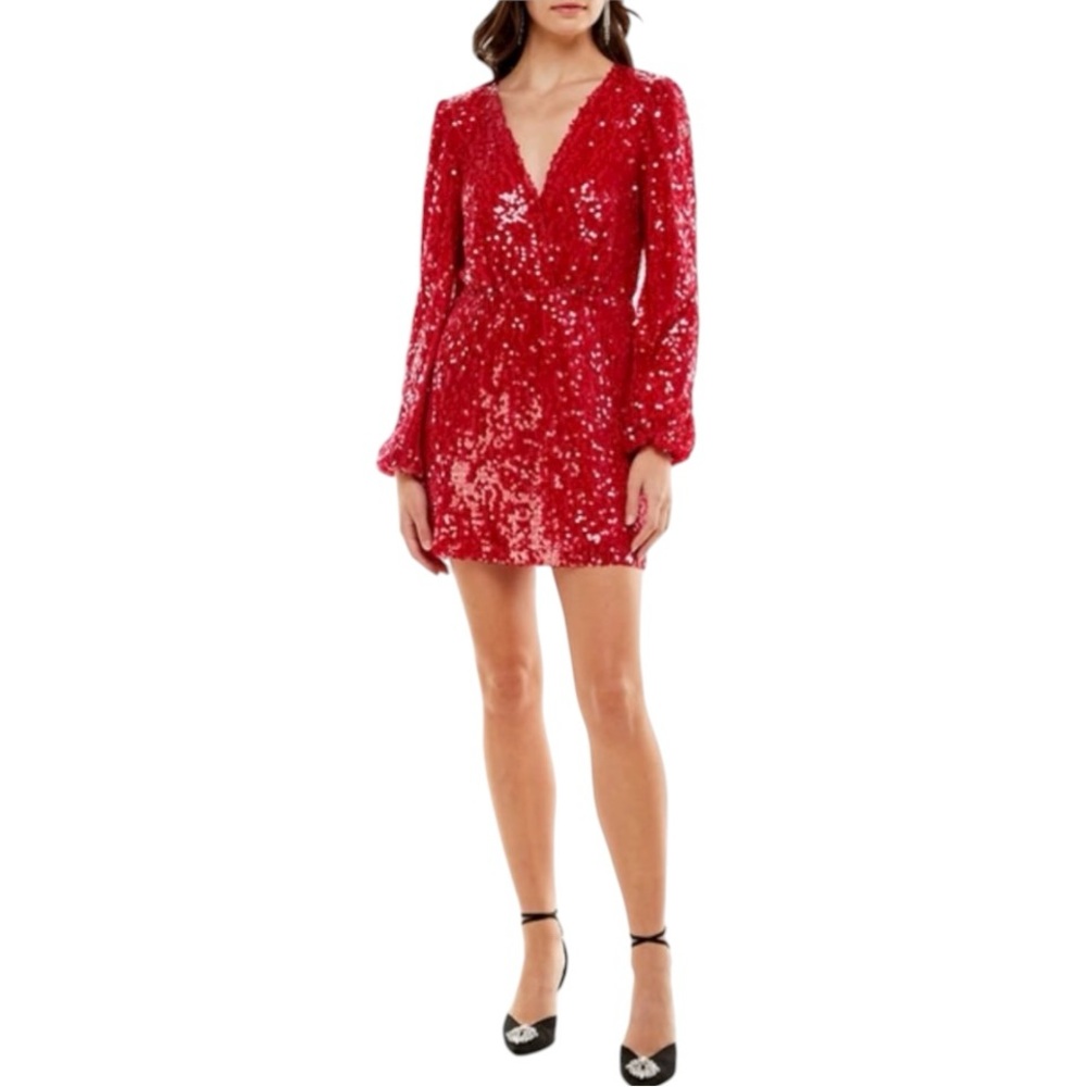 NEW Wayf Dress Red Sequin Mini Dress size small Emma Rose Carrie Dress